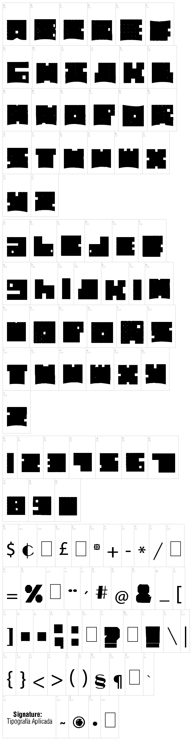 Cubic Bold font map